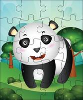 illustration de jeu de puzzle pour les enfants avec un panda mignon vecteur