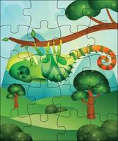 illustration de jeu de puzzle pour les enfants avec un caméléon mignon vecteur