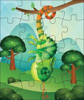illustration de jeu de puzzle pour les enfants avec un caméléon mignon vecteur