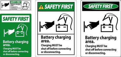 sécurité premier signe batterie mise en charge zone, mise en charge doit être fermer de avant de liaison ou déconnexion. vecteur