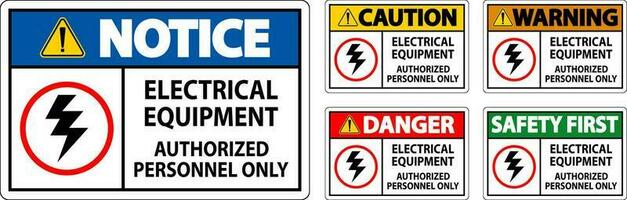 électrique sécurité signe danger, électrique équipement autorisé personnel seulement vecteur