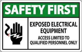 sécurité premier signe exposé électrique équipement, accès limité à qualifié personnel seulement vecteur