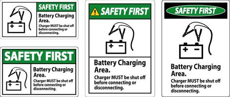 sécurité premier signe batterie mise en charge zone, chargeur doit être fermer de avant de liaison ou déconnecter vecteur