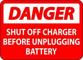 danger signe fermer de chargeur avant débrancher batterie vecteur