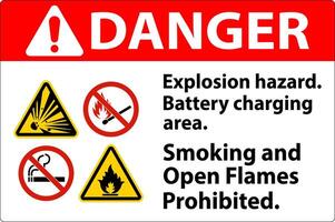 danger signe explosion danger, batterie mise en charge zone, fumeur et ouvert flammes interdit vecteur