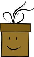 personnage de une marron souriant cadeau boîte. vecteur