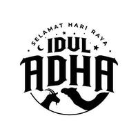 eid Al adha logo avec chèvre et chameau. selamat hari raya idiot adha traduit à eid Al adha mubarak vecteur