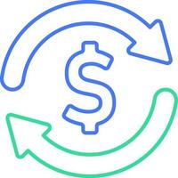 icône de ligne de change d'argent vecteur