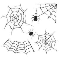 araignée web set dessiné à la main esquissé illustration vectorielle web isolé sur fond blanc vecteur