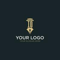 io monogramme initiale logo avec Fontaine stylo et pilier style vecteur