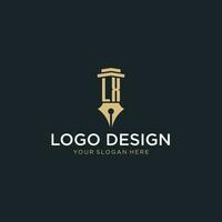 lx monogramme initiale logo avec Fontaine stylo et pilier style vecteur