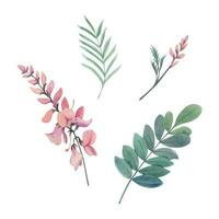 main tiré aquarelle indigo plante fleurs et feuilles, coloration colorant, pour passe-temps, Fait main tissu. illustration isolé objet sur blanc Contexte. magasin logo, imprimer, site Internet, affaires carte, brochure vecteur