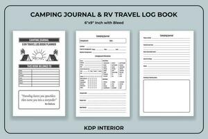 camping journal et RV Voyage Journal livre planificateur vecteur