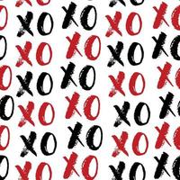 Xoxo brosse lettrage signe modèle sans couture, expression de calins et bisous grunge calligraphiv c, abréviation d'argot internet symboles xoxo, illustration vectorielle isolée sur fond blanc vecteur
