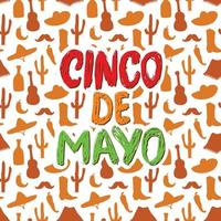 joyeux cinco de mayo carte de voeux lettrage à la main. vacances mexicaines. illustration vectorielle. vecteur