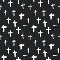 croix symboles seamless pattern grunge dessinés à la main croix chrétiennes, icônes de signes religieux, illustration vectorielle de crucifix symbole vecteur