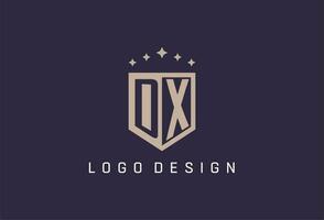 dx initiale bouclier logo icône géométrique style conception vecteur