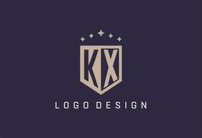 kx initiale bouclier logo icône géométrique style conception vecteur