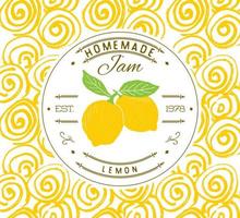 modèle de conception d'étiquette de confiture. pour le produit de dessert au citron avec des fruits et fond dessinés à la main identité de marque doodle vector illustration citron