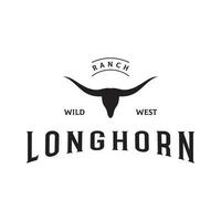 longhorn Texas ranch sauvage Ouest animal logo conception ancien rétro.logo pour cow-boy, bétail, badge, restaurant. vecteur