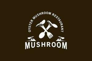 huître champignon logo conception, champignon restaurant symbole vecteur illustration