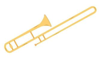 trombone plat dessin animé illustration isolé sur blanc Contexte. vent la musique instrument. vecteur