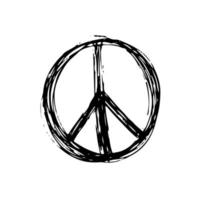 symbole de paix, hippie grunge dessiné à la main ou signe pacifiste, illustration vectorielle isolée sur fond blanc vecteur