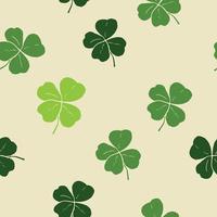 feuille de trèfle dessinés à la main doodle illustration vectorielle de modèle sans couture. symbole de la Saint-Patrick, fond de shamrock chanceux irlandais vecteur