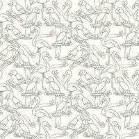 des oiseaux' sans couture modèle avec contour éléments de flamant, Rossignol, et perroquet sur une blanc Contexte vecteur