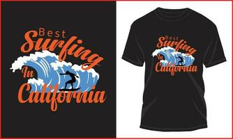 meilleur surfant dans Californie T-shirt conception vecteur illustration