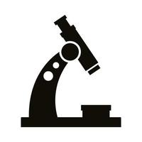 icône de style silhouette fourniture éducation microscope vecteur