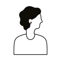 jeune femme, profil avatar, caractère, ligne, style, icône vecteur