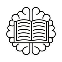 cerveau humain avec icône de style de ligne de livre vecteur