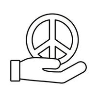 main levant le style de ligne de symbole de paix vecteur