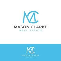 le maçon clarke réel biens vecteur logo conception. des lettres m et c logotype. initiales mc logo modèle.