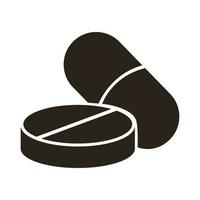 capsules de médicaments et pilules médicaments icône de style silhouette
