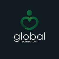 global La technologie vecteur logo conception. cœur symbole logotype. technologie logo modèle.