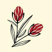 Créatif brillant carte avec rouge tulipes vecteur