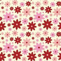 stylisé Créatif vibrant excentrique rétro floral modèle dans Années 60 dans brillant rose et rouge juteux couleurs vecteur