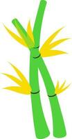 vert bambou icône avec Jaune feuille dans illustration. vecteur
