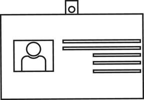 noir ligne art id carte icône utilisateur avec identité profil. vecteur