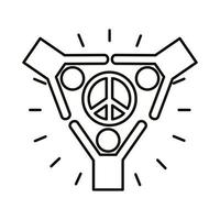 équipe de personnes autour de l & # 39; icône de style de ligne symbole de paix vecteur