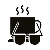 icône de style de bloc tasse à café et lunettes de soleil vecteur