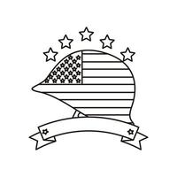 drapeau des États-Unis d'Amérique dans le casque avec l'icône de style de ligne de ruban vecteur