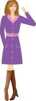 Jeune Dame personnage portant violet robe. vecteur