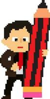 pixel art illustration de homme d'affaire. vecteur