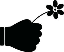 icône de fleur dans main. vecteur
