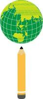 illustration de crayon avec globe. vecteur