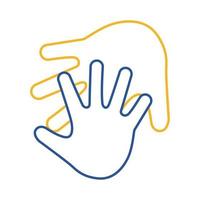 icône de style de ligne d'impression de mains de syndrome de Down vecteur