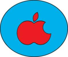 rouge Pomme logo sur bleu cercle. vecteur